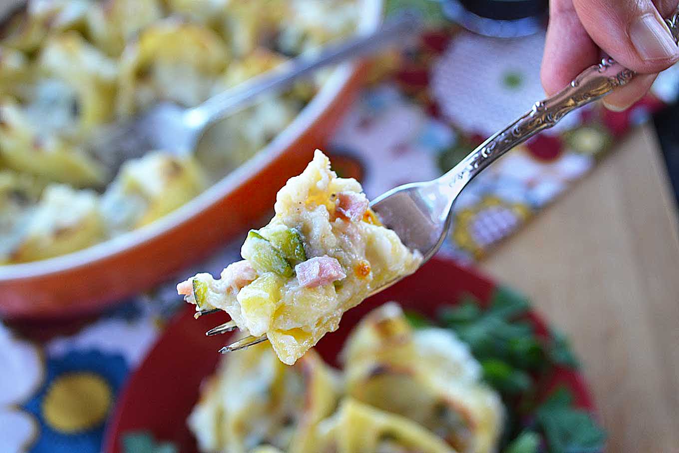 zucchini, ham & béchamel pasta | rusticplate.com