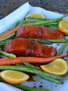 sheet pan honey-glazed salmon & vegetables | rusticplate.com