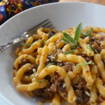 busiate pasta with tomato hued wild boar sausage | rusticplate.come.com
