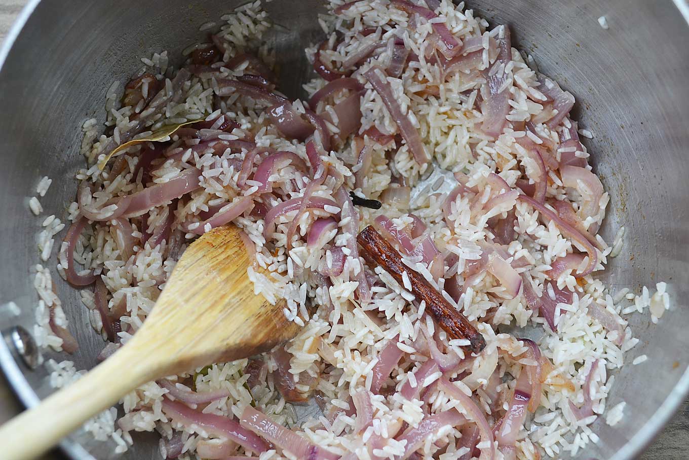 fragrant red onion rice pilaf | rusticplate.com