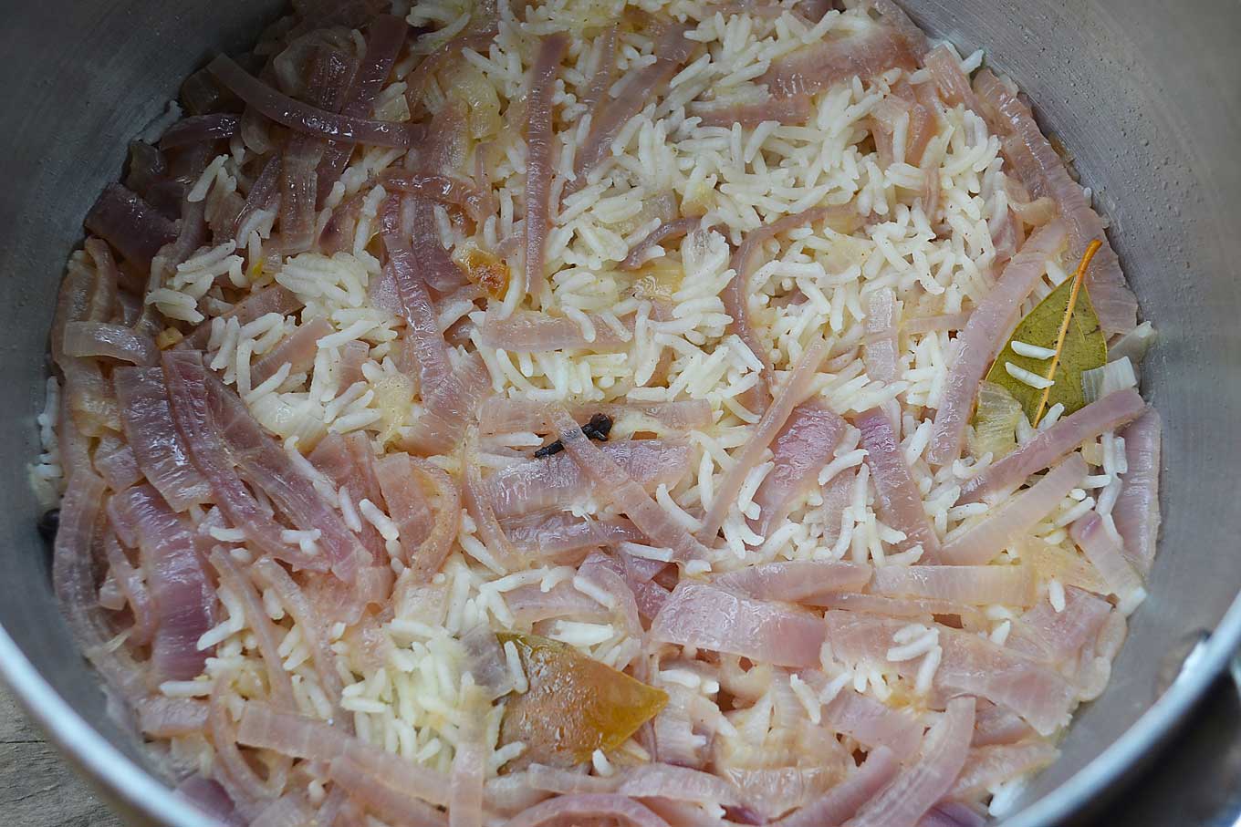 fragrant red onion rice pilaf | rusticplate.com