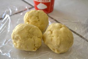 make 3 balls with dough