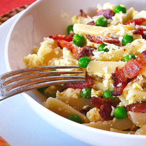 ricotta, peas & bacon pasta | rusticplate.com